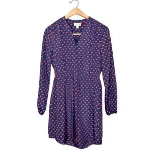 Maison Jules Heart Print Long Sleeve Mini Dress Small S